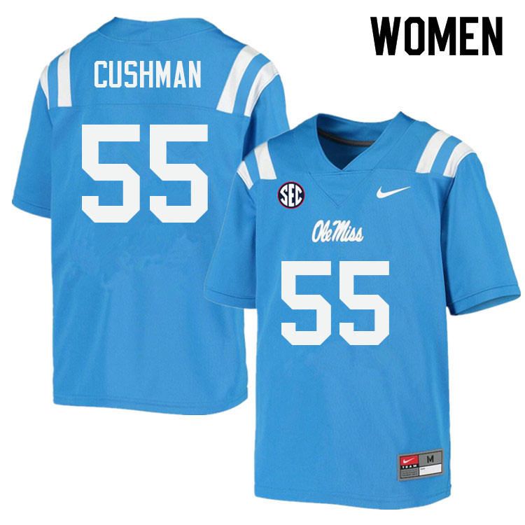 Women #55 Preston Cushman Ole Miss Rebels College Football Jerseys Sale-Power Blue